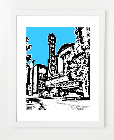 Portland Oregon Arlene Schnitzer Hall Skyline Art Print and Poster | By BirdAve Posters