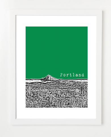 Portland Oregon Mt. Hood Skyline Art Print and Poster | By BirdAve Posters