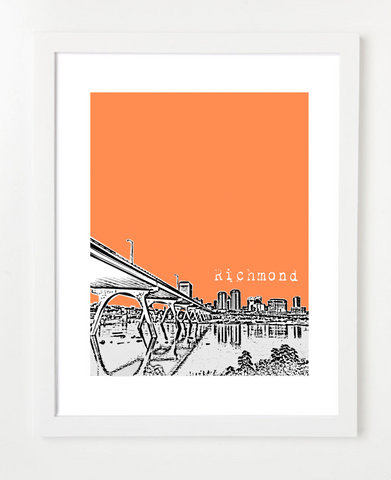Richmond Virginia Mayo Bridge Skyline Art Print and Poster | By BirdAve Posters