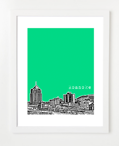 Roanoke Virginia Skyline Art Print and Poster | By BirdAve Posters