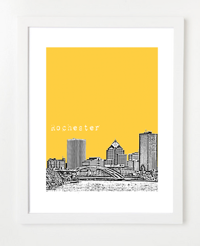 Rochester New York USA Skyline Art Print and Poster | By BirdAve Posters