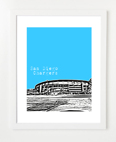 San Diego Chargers Qualcomm Stadium Skyline Art Print and Poster | By BirdAve Posters