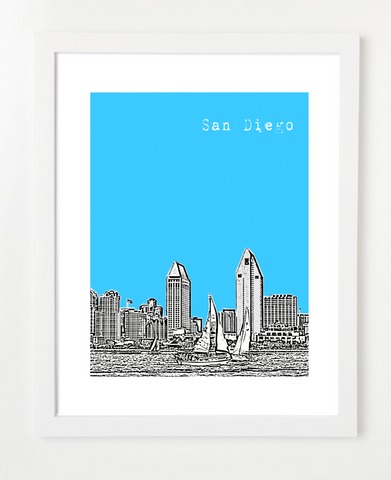 San Diego California USA Skyline Art Print and Poster | By BirdAve Posters