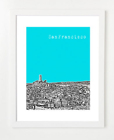 San Francisco California Coit Tower Skyline Art Print and Poster | By BirdAve Posters
