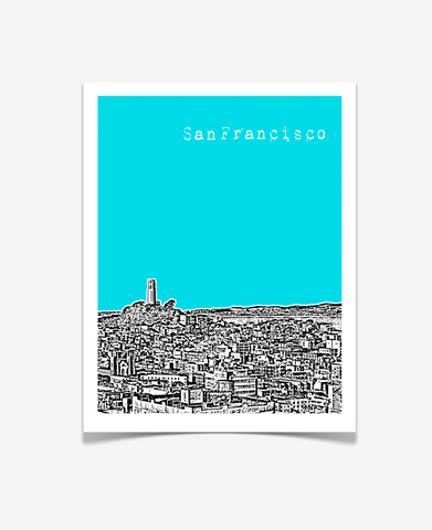 San Francisco California Poster - Coit Tower - VERSION 3