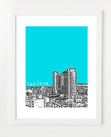 San Jose California USA Skyline Art Print and Poster | By BirdAve Posters