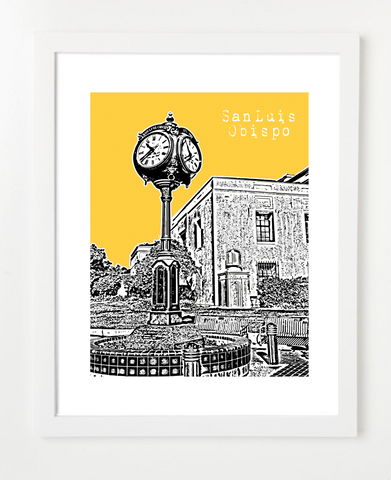 San Luis Obispo California USA Skyline Art Print and Poster | By BirdAve Posters