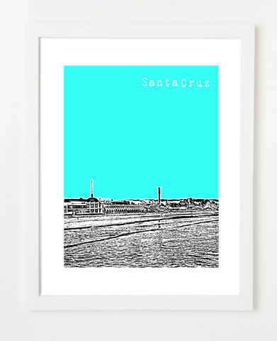 Santa Cruz California USA Skyline Art Print and Poster | By BirdAve Posters