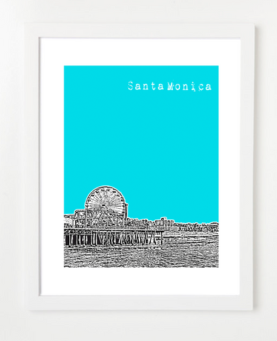 Santa Monica California USA Skyline Art Print and Poster | By BirdAve Posters