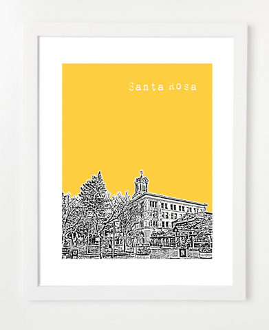 Santa Rosa California USA Skyline Art Print and Poster | By BirdAve Posters