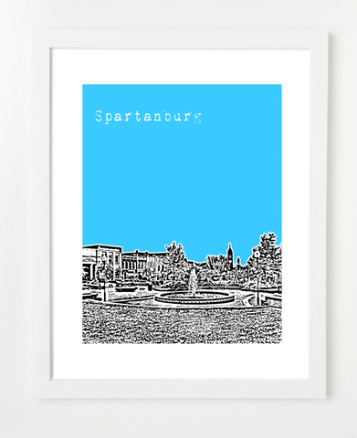 Spartanburg South Carolina Skyline Art Print and Poster | By BirdAve Posters