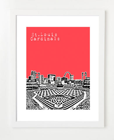 St. Louis Cardinals Busch Stadium Skyline Art Print and Poster | By BirdAve Posters