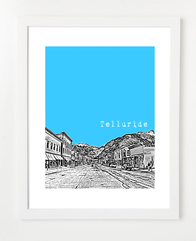 Telluride Colorado USA Skyline Art Print and Poster | By BirdAve Posters