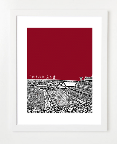 Texas A&M Poster Kyle Field Skyline Art Print and Poster | By BirdAve Posters