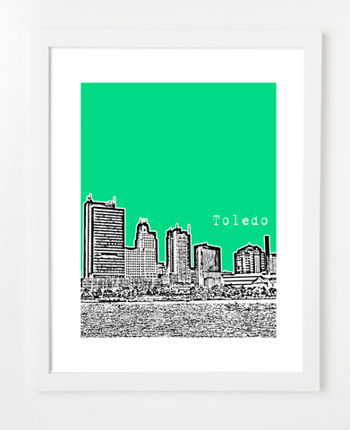 Toledo Ohio Skyline Art Print and Poster | By BirdAve Posters
