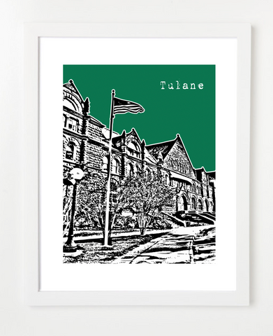 New Orleans Louisiana Tulane University  Skyline Art Print and Poster | By BirdAve Posters