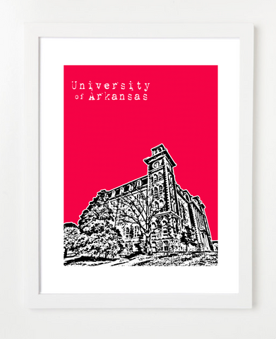 University of Arkansas Fayetteville Skyline Art Print and Poster | By BirdAve Posters