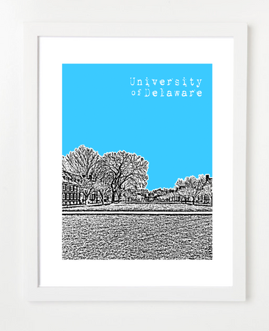 Newark Delaware USA Poster University of Delaware Skyline Art Print and Poster | By BirdAve Posters