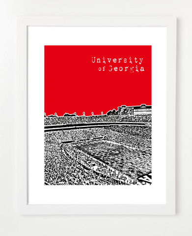 University of Georgia Bulldogs Football Sanford Stadium Skyline Art Print and Poster | By BirdAve Posters
