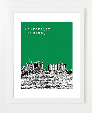 University of Miami Hurricanes Coral Gables Skyline Art Print and Poster | By BirdAve Posters