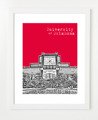 University of Oklahoma Memorial Stadium  Skyline Art Print and Poster | By BirdAve Posters