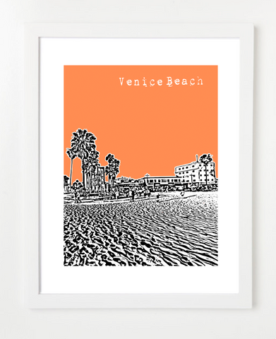 Venice Beach California USA Skyline Art Print and Poster | By BirdAve Posters
