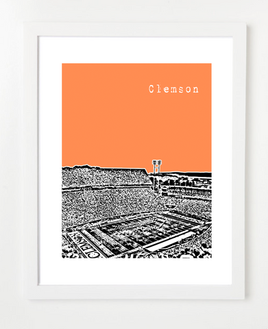 Clemson University Tigers Memorial Stadium South Carolina Skyline Art Print and Poster | By BirdAve Posters