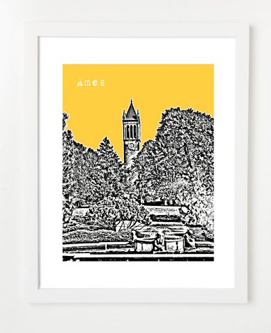 Ames Iowa Iowa State University Cyclones Skyline Art Print and Poster | By BirdAve Posters