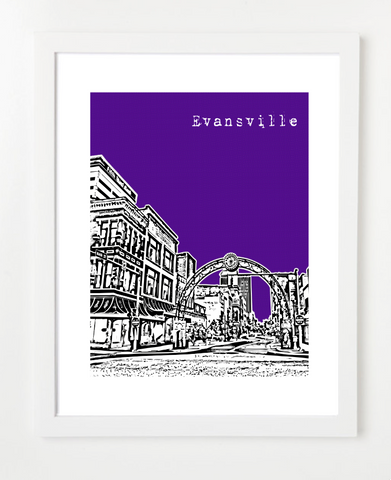 Evansville Indiana VERSION 2 Skyline Art Print and Poster | By BirdAve Posters