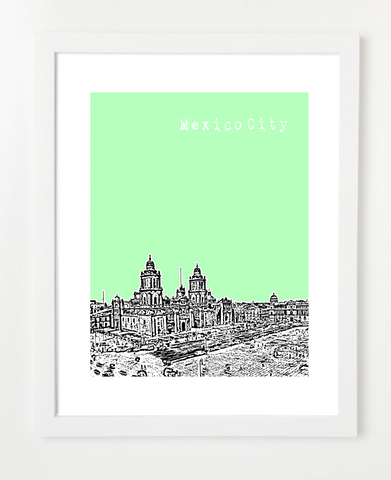 Mexico City Mexico VERSION 2 Posters and Skyline Art Prints | By BirdAve 