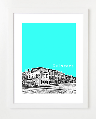 Delaware Ohio Skyline Art Print and Poster | By BirdAve Posters