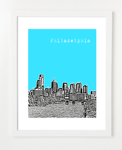 Philadelphia Pennsylvania Schuylkill River Skyline Art Print and Poster | By BirdAve Posters