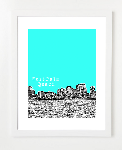 West Palm Beach Florida Skyline Art Print and Poster | By BirdAve Posters