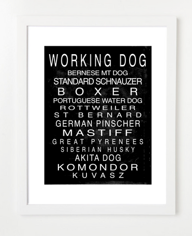 Working Dog Breed Art Print - Dog Art - Pet Prints