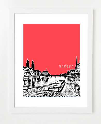 Zurich Switzerland Europe Posters and Skyline Art Prints | By BirdAve 