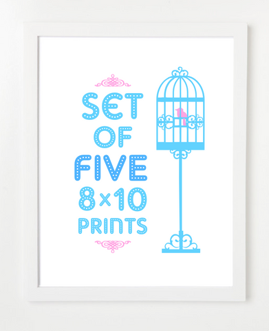 Bundle - Set of Five Prints - Pick Your Prints and Colors - 8x10