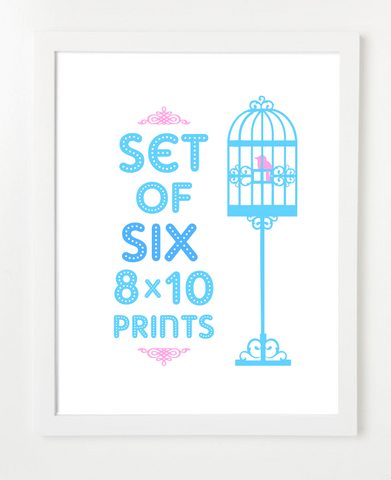 Bundle - Set of Six Prints - Pick Your Prints and Colors - 8x10