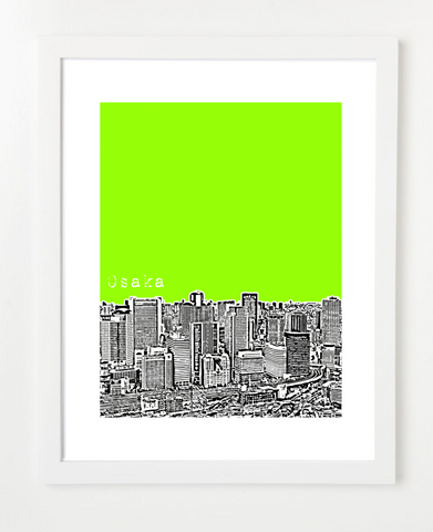 Osaka Japan Asia VERSION 2 Posters and Skyline Art Prints | By BirdAve 